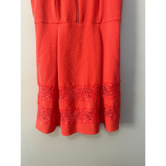 EXPRESS Coral Pebbled Sleeveless Racerback A-Line Front Zipper Dress Size 10 - Picture 3 of 11
